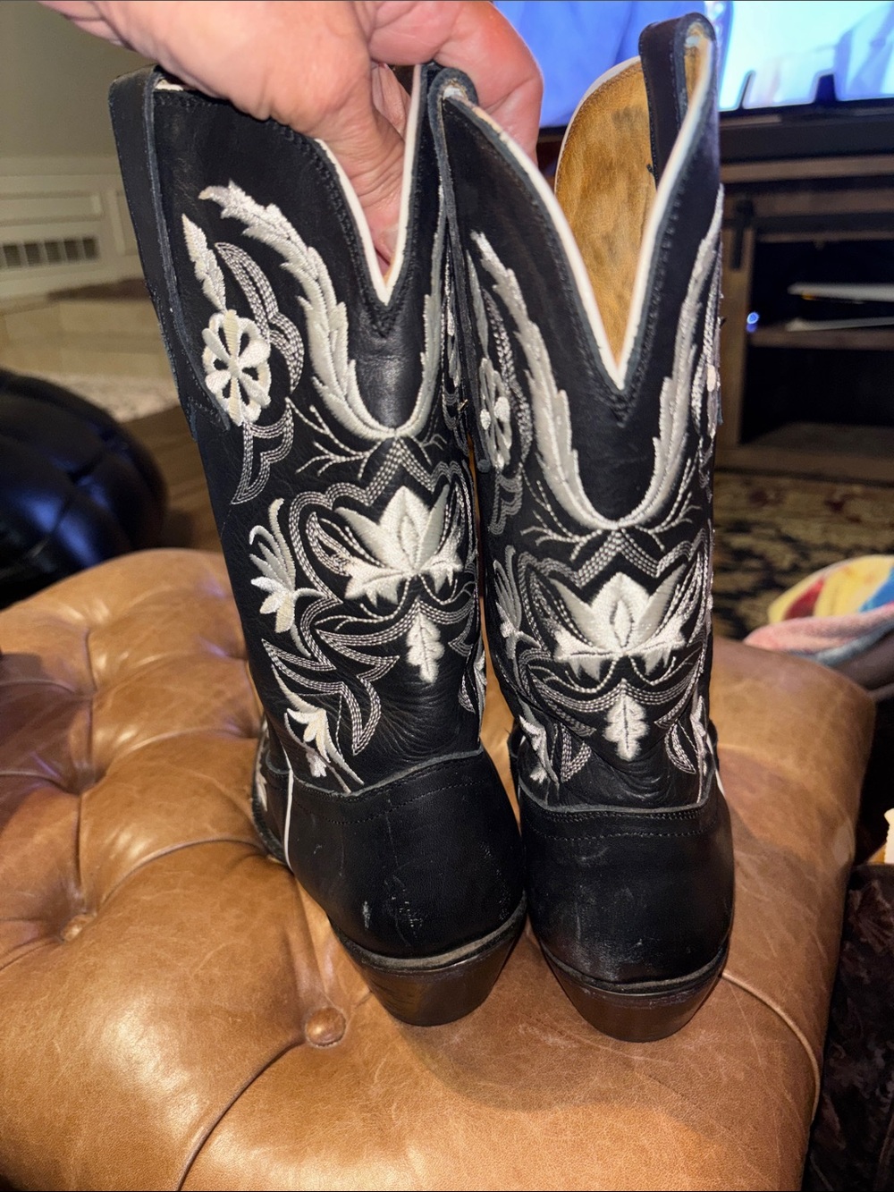 Tony Lama Women's Black Western Embroidered Cowboy Boots - Picture 5 of 7